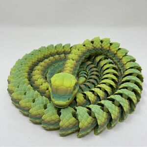 Articulating Snake 3D Printed 5' Long (60") Green Blue Color Décor Gift